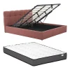 Vente-unique Lit coffre 180 x 200 cm - Tissu bouclette - Terracotta + Matelas - MAZIRI* Ensemble Sommier Et Matelas