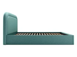 Lit coffre 180 x 200 cm - Tissu chiné - Bleu canard + Matelas - FIREZA><noscript><img width=