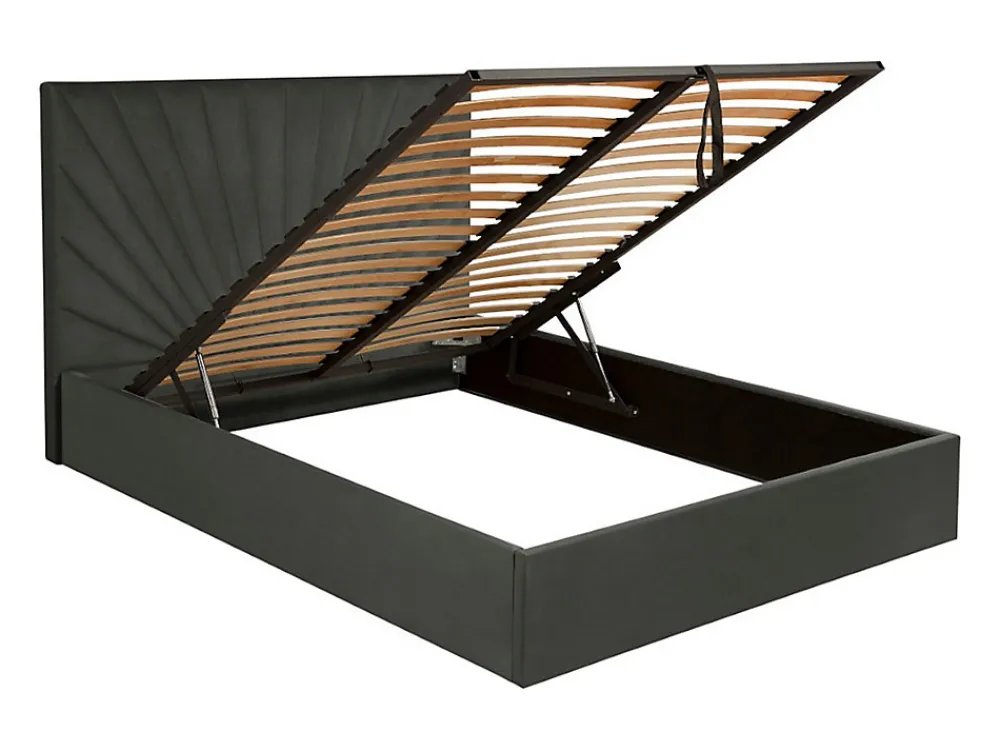 Lit coffre 180 x 200 cm - Velours - Gris anthracite + Matelas - RILIODA>Vente-unique New