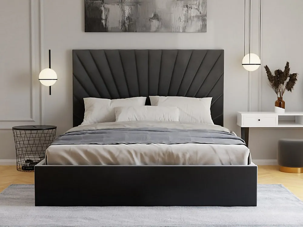 Lit coffre 180 x 200 cm - Velours - Gris anthracite + Matelas - RILIODA>Vente-unique New