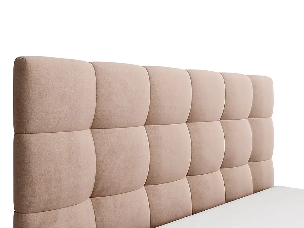 Vente-unique Lit coffre 200 x 200 cm - Velours - Beige - MIRDAL* Lit Coffre