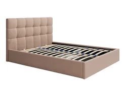 Vente-unique Lit coffre 200 x 200 cm - Velours - Beige - MIRDAL* Lit Coffre