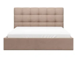 Vente-unique Lit coffre 200 x 200 cm - Velours - Beige - MIRDAL* Lit Coffre