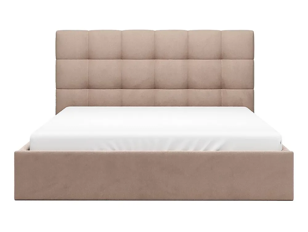 Vente-unique Lit coffre 200 x 200 cm - Velours - Beige - MIRDAL* Lit Coffre