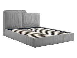 Lit coffre 180 x 200 cm - Velours côtelé - Gris + Matelas - NAYOLA>Vente-unique Hot