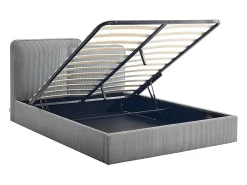 Lit coffre 180 x 200 cm - Velours côtelé - Gris + Matelas - NAYOLA><noscript><img width=