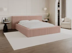 Vente-unique Lit coffre 180 x 200 cm - Velours côtelé - Rose - TIMANO* Lit Coffre