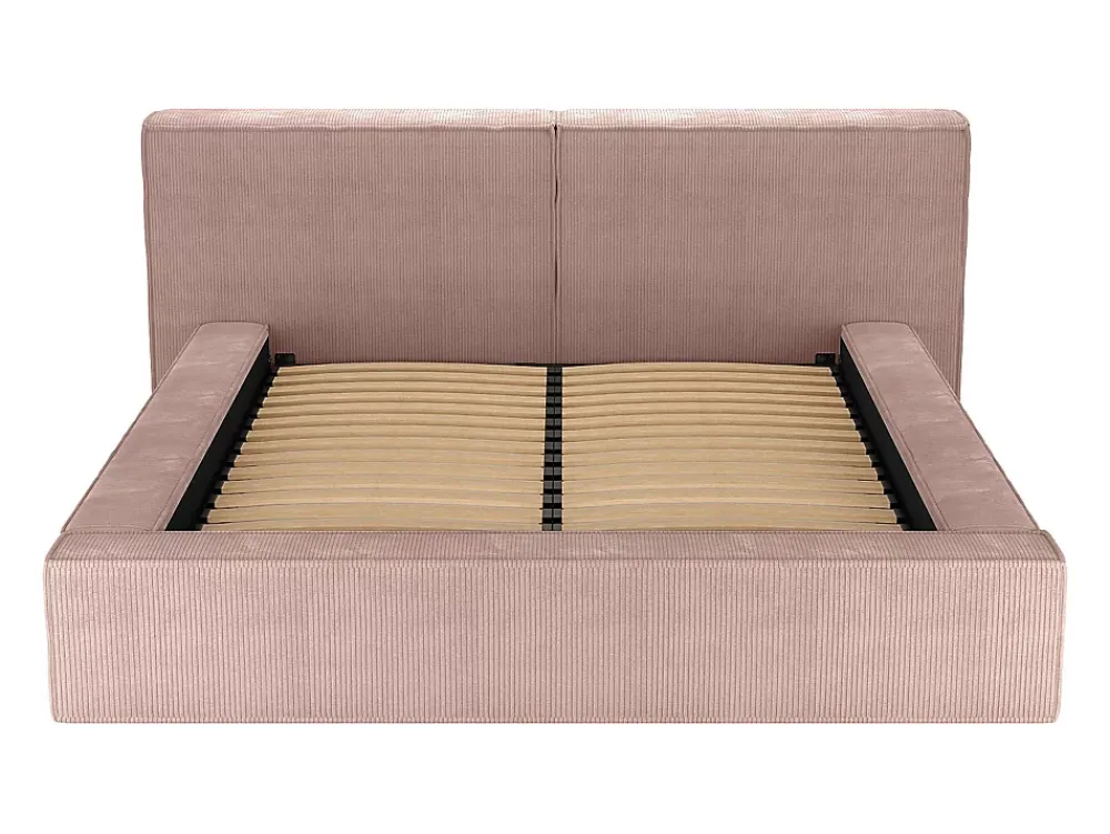 Vente-unique Lit coffre 180 x 200 cm - Velours côtelé - Rose - TIMANO* Lit Coffre