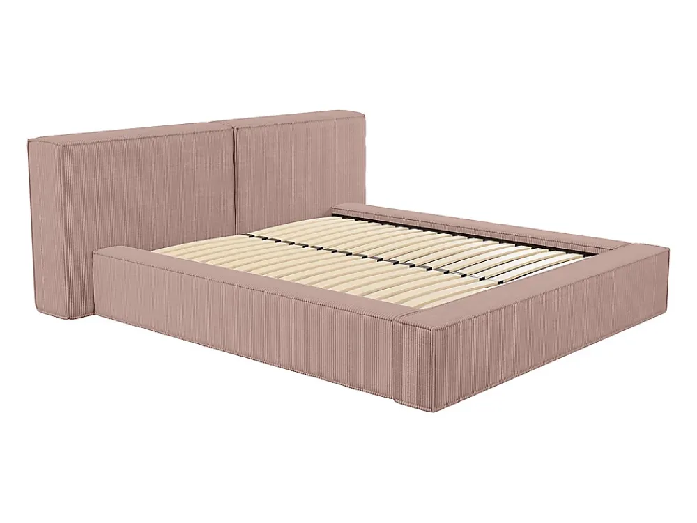 Vente-unique Lit coffre 180 x 200 cm - Velours côtelé - Rose - TIMANO* Lit Coffre