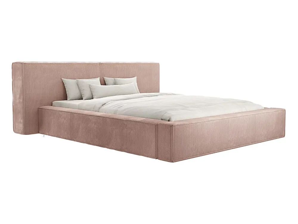 Vente-unique Lit coffre 180 x 200 cm - Velours côtelé - Rose - TIMANO* Lit Coffre