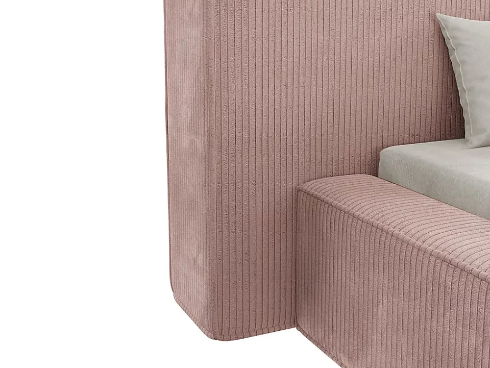 Vente-unique Lit coffre 180 x 200 cm - Velours côtelé - Rose - TIMANO* Lit Coffre