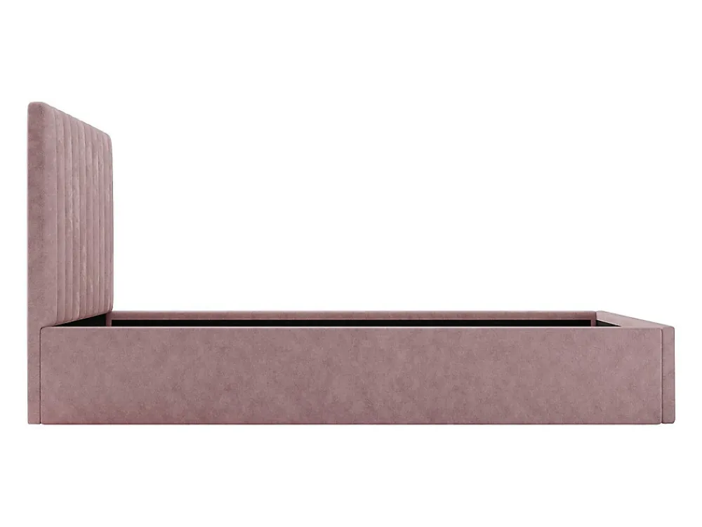 Lit coffre 90 x 190 cm avec tête de lit coutures verticales - Tissu - Rose + Matelas - SARAH>Vente-unique Sale
