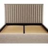 Vente-unique Lit coffre 160 x 200 cm avec tête de lit coutures verticales - Tissu - Taupe - SARAH II* Lit Coffre