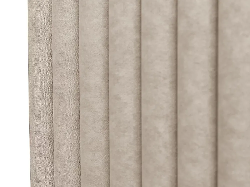 Vente-unique Lit coffre 160 x 200 cm avec tête de lit coutures verticales - Tissu - Taupe - SARAH II* Lit Coffre