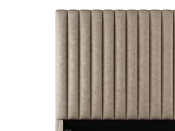 Vente-unique Lit coffre 160 x 200 cm avec tête de lit coutures verticales - Tissu - Taupe - SARAH II* Lit Coffre