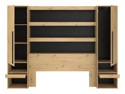 Lit coffre 140 x 190 cm LUDARO avec pont de lit VARLY - Coloris : Naturel et noir>Vente-unique New