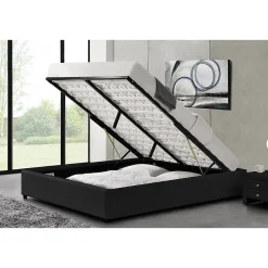 Lit coffre 140 x 190 cm noir - KENNINGTON>Concept Usine Outlet