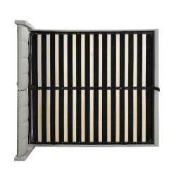 Gutent Lit coffre 140 x 190 cm,Lit rembourré,lit hydraulique,avec éclairage LED, avec espace de rangement,PU, gris* Lit Coffre