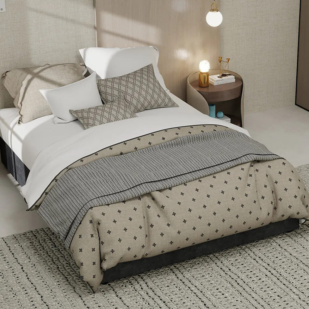 Lit Coffre Ado 140x200 cm - Lit Double Avec Vérins Hydrauliques, Bas et Moderne, Sans Tête de Lit, Sans Matelas, Velours Gris>Okwish New