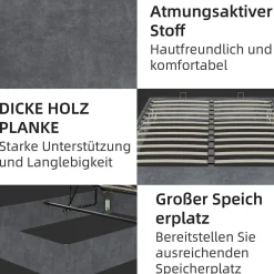 Lit Coffre Ado 140x200 cm - Lit Double Avec Vérins Hydrauliques, Bas et Moderne, Sans Tête de Lit, Sans Matelas, Velours Gris><noscript><img width=