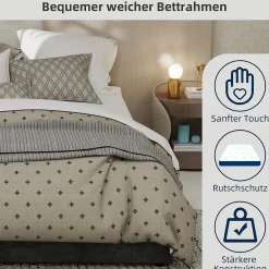 Lit Coffre Ado 140x200 cm - Lit Double Avec Vérins Hydrauliques, Bas et Moderne, Sans Tête de Lit, Sans Matelas, Velours Gris><noscript><img width=