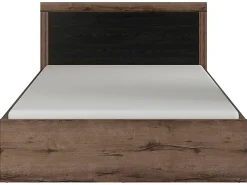 Lit coffre adulte 2 places 140x200 avec cadre sommier et rangement, coloris Chêne marron foncé/Chêne noir>Pegane Clearance