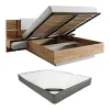 Lit coffre avec chevets 160 x 200 cm - Avec LEDs - Coloris : Naturel et blanc + Matelas - ELYNIA>Vente-unique Hot