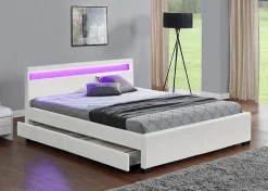 Lit coffre avec LED 160 x 200 cm blanc - ENFIELD>Concept Usine Outlet