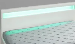 Lit coffre avec LED 160 x 200 cm blanc - ENFIELD><noscript><img width=