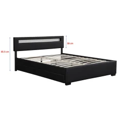 Lit coffre avec LED 160 x 200 cm blanc - ENFIELD><noscript><img width=