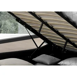 Lit coffre avec LED 140 x 190 cm noir - PORTLAND><noscript><img width=