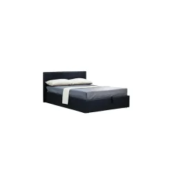 Meublorama Lit coffre avec sommier CANEL 160x200 en simili cuir, coloris noir* Lit Double