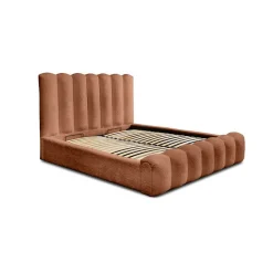 Lit coffre BADJA Tissu bouclé Terracota 140x200 cm Sommier relevable Design haut de gamme>Meublorama New