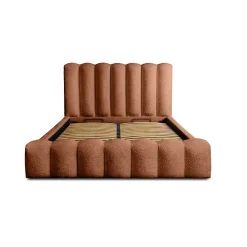 Lit coffre BADJA Tissu bouclé Terracota 140x200 cm Sommier relevable Design haut de gamme><noscript><img width=