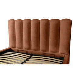 Lit coffre BADJA Tissu bouclé Terracota 140x200 cm Sommier relevable Design haut de gamme><noscript><img width=