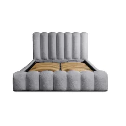 Lit coffre BADJA Tissu bouclé Perle daube 140x200 cm Sommier relevable Design haut de gamme><noscript><img width=