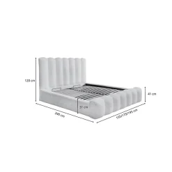 Lit coffre BADJA Tissu bouclé Sauge sèchée 180x200 cm Sommier relevable Design haut de gamme><noscript><img width=