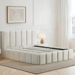Lit coffre beige Madeleine 180x200 cm><noscript><img width=