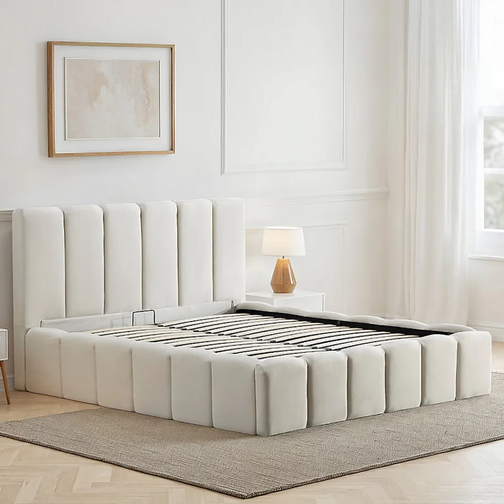 Lit coffre beige Madeleine 180x200 cm>Bellecour