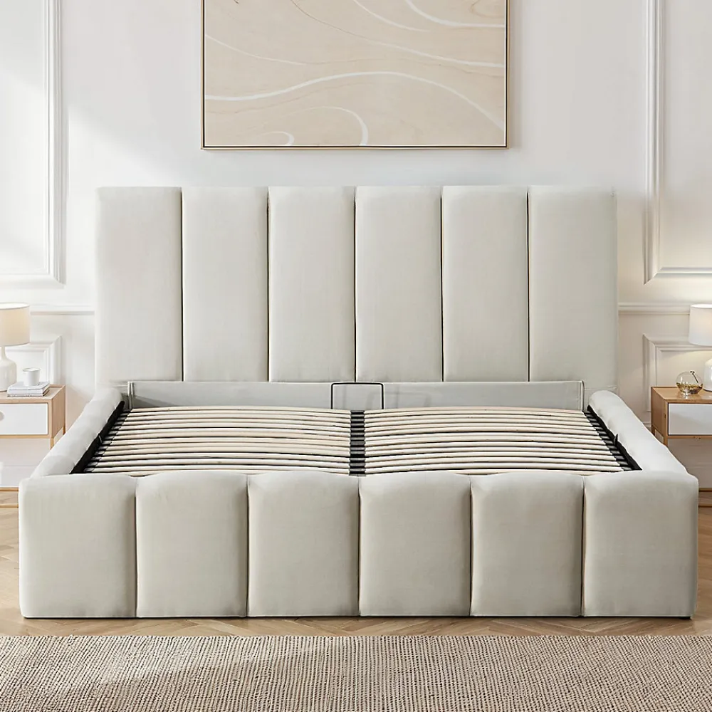 Lit coffre beige Madeleine 180x200 cm>Bellecour