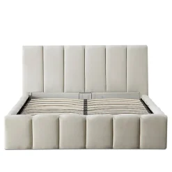 Lit coffre beige Madeleine 180x200 cm><noscript><img width=