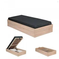Lit coffre BILBAO 90x200 cm + sommier / Décor chêne blanchi>Weber Industries Best