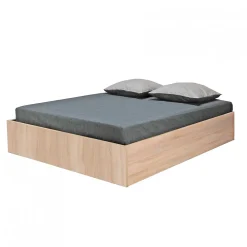 Lit coffre BILBAO 140x190 cm + sommier / Décor chêne blanchi><noscript><img width=