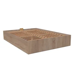 Lit coffre BILBAO 160x200 cm + sommier / Décor chêne blanchi><noscript><img width=