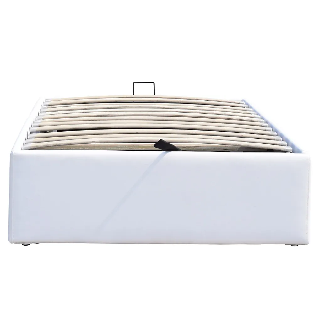 Lit coffre blanc - 100x200 cm - 12 lattes - montage rapide - revetement facile d'entretien - - style moderne>Nuits D'Or Best