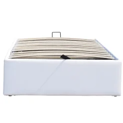 Lit coffre blanc 90x200 cm - 12 lattes - montage rapide - - design moderne - confort optimal><noscript><img width=