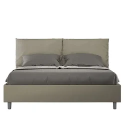Ityhome Lit coffre capitonné Antea 160x210 simili cuir cappuccino* Lit Coffre