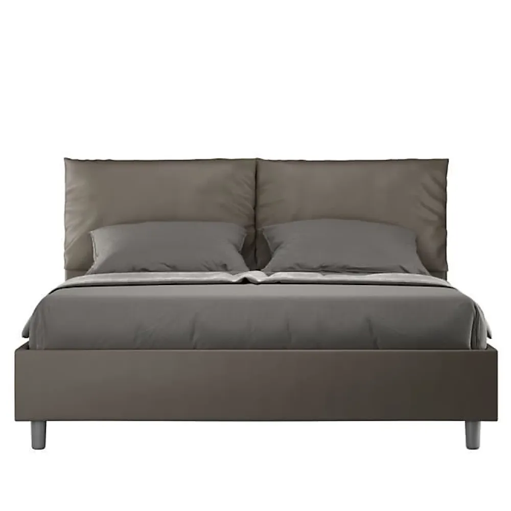 Ityhome Lit coffre capitonné Antea 160x210 simili cuir cappuccino* Lit Coffre