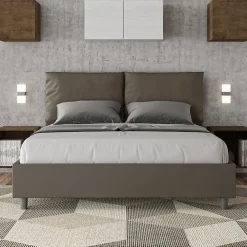 Lit coffre capitonné Antea 160x200 simili cuir cappuccino><noscript><img width=