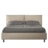 Ityhome Lit coffre capitonné simili cuir gris tourterelle Antea 160x200* Lit Coffre